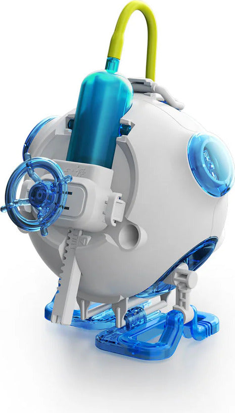 Toy Saltwater Fuel Cell Robot with blue and green accents on a white background