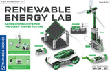 Renewable Energy Lab STEM experiment kit with green and gray components on a white background.