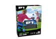 P1 Toss & Catch Ball Game retail packaging box shown on a plain white background. The box features the P1 logo, a photo of two children playing outdoors on grass, and product details including age 5+, height 35 inches, and playtime 12 minutes.