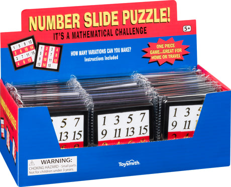 Number Slide Puzzle in  display box on white background