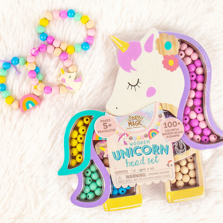 DIY Unicorn Bead Set  with colorful beads on a white background