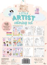 Story Magic Little Artist coloring set packaging with illustrations and text.