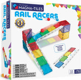 Magna-Tiles Rail Racers toy set packaging with colorful tracks and components.