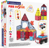 Magna-Tiles Fire Rescue set packaging with toy models and branding.