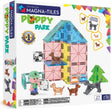 Magna-Tiles Puppy Park toy set packaging with colorful tiles and figures on a white background