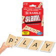 Scrabble Slam game packaging with wooden tiles spelling 'PLAY' on a white background