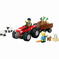 Red Farm Tractor with Trailer & Sheep