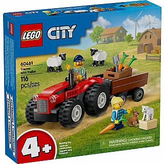 Red Farm Tractor with Trailer & Sheep