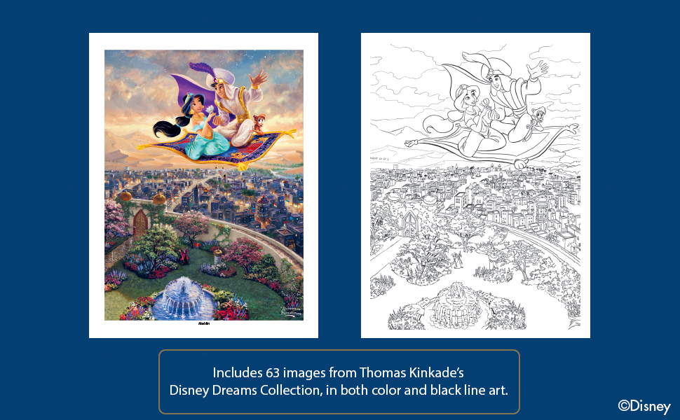 Disney Dreams Collection Thomas Kinkade Studios Coloring Book Hardback