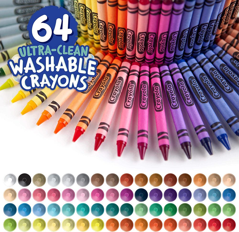 Ultra Clean Washable Crayons, Built in Sharpener, 64 Count